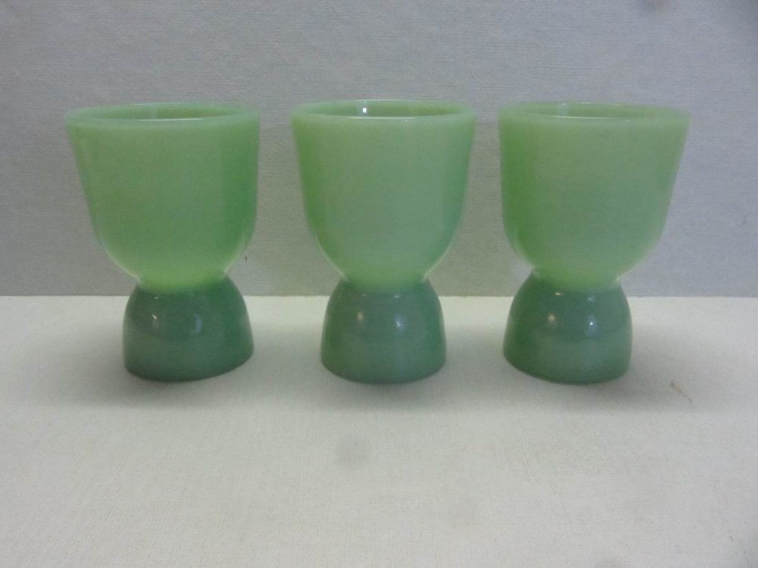 Set of 3 Jadeite Egg Cups: Set of 3 Jadeite Egg Cups