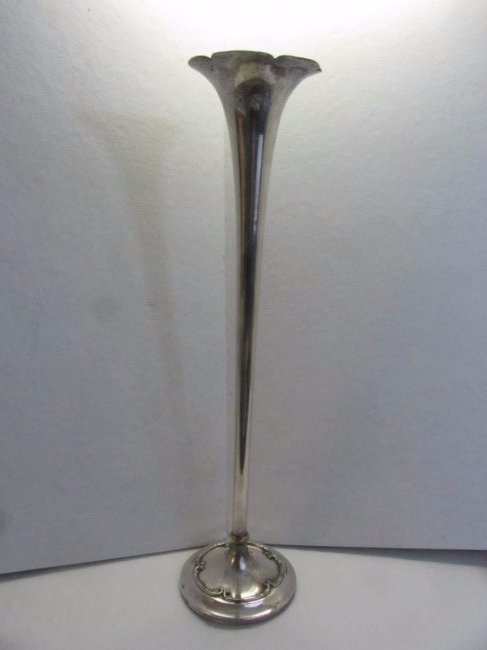 Continental Europe Silver Plate Trumpet Vase CA 1900 (1 of 4)