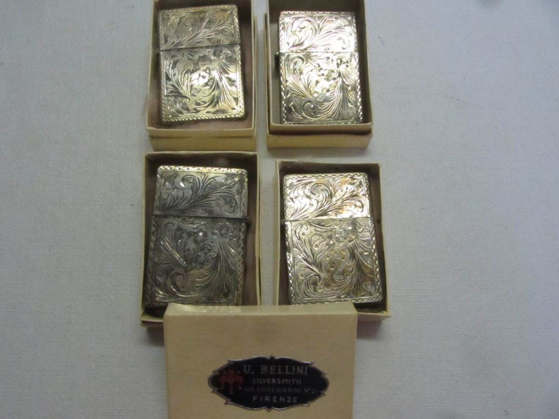 Lot of 4 U. Bellini Silversmith Silver Lighter Cases (1 of 3)