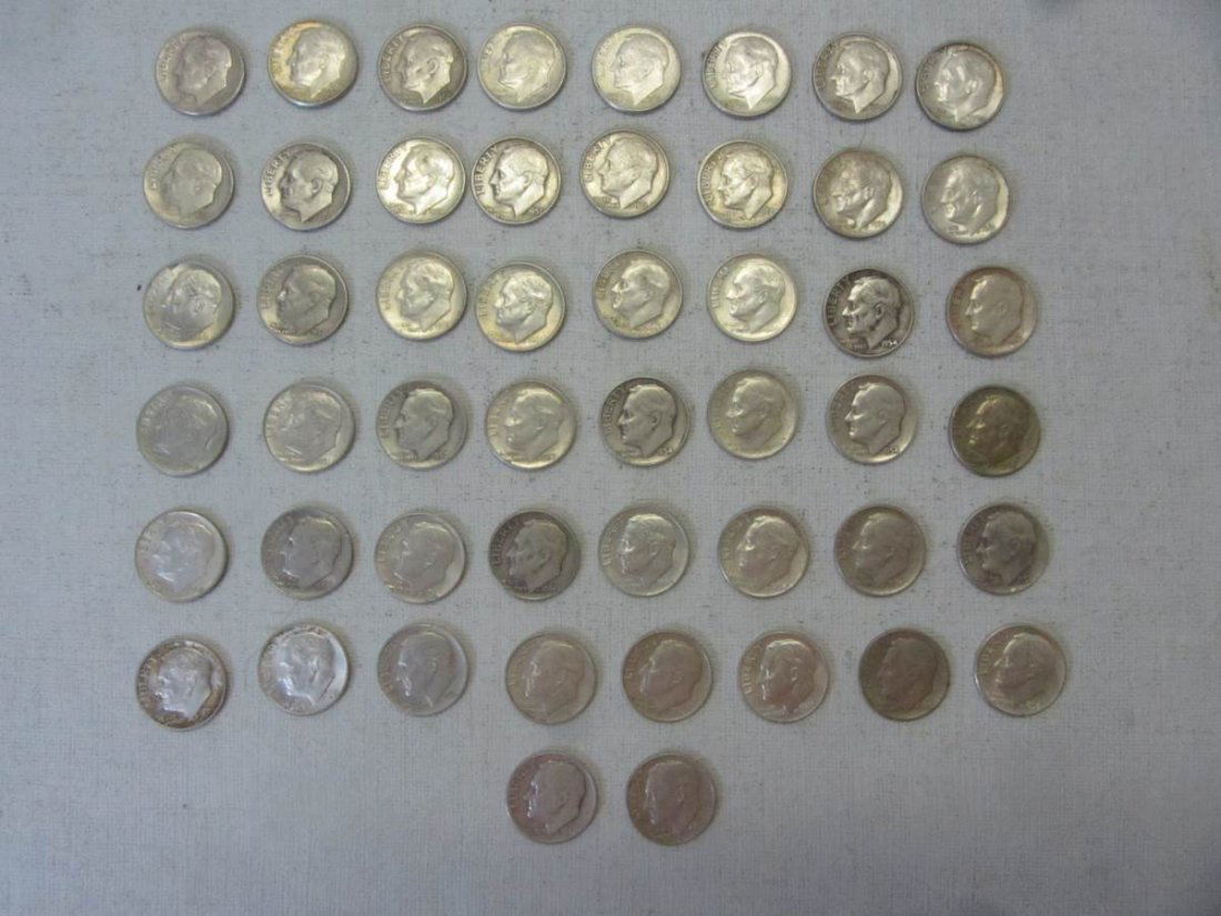 Lot of 50 Roosevelt Dimes 1964 and before 90% Silver (1 of 1)