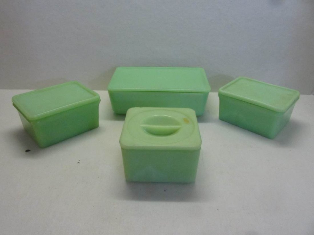 Set of 4 Jadeite Refrigerator Cannisters (1 of 4)