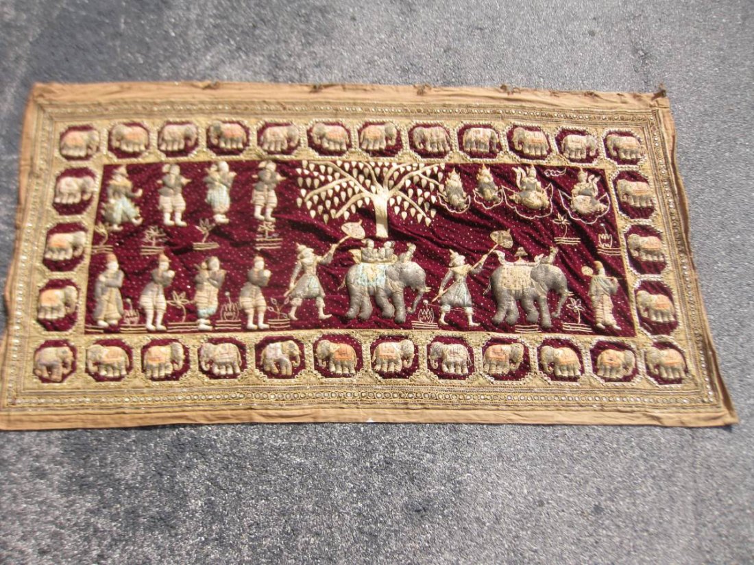 Wonderful Large Antique Burmese Kalaga: Wonderful Large Antique Kalaga. The Kalaga measures 94" x 51".
