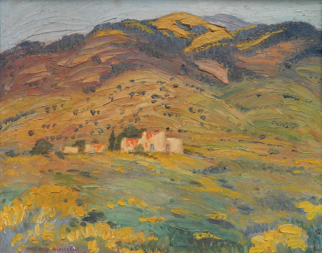 Mary Gray Mendenhall oil: Mary Gray Mendenhall (American 20th c.)- Landscape- oil on board, signed 'May Gray Mendenhall' lower left, good condition. 9 3/8 x 11 3/8''