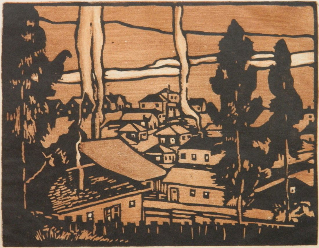 William S. Rice woodcut (1 of 4)