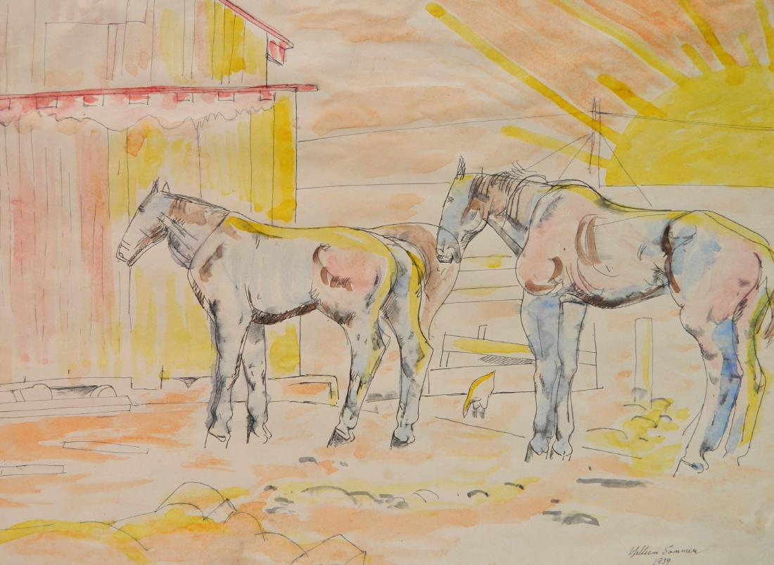 William Sommer watercolor, pen and ink (1 of 4)