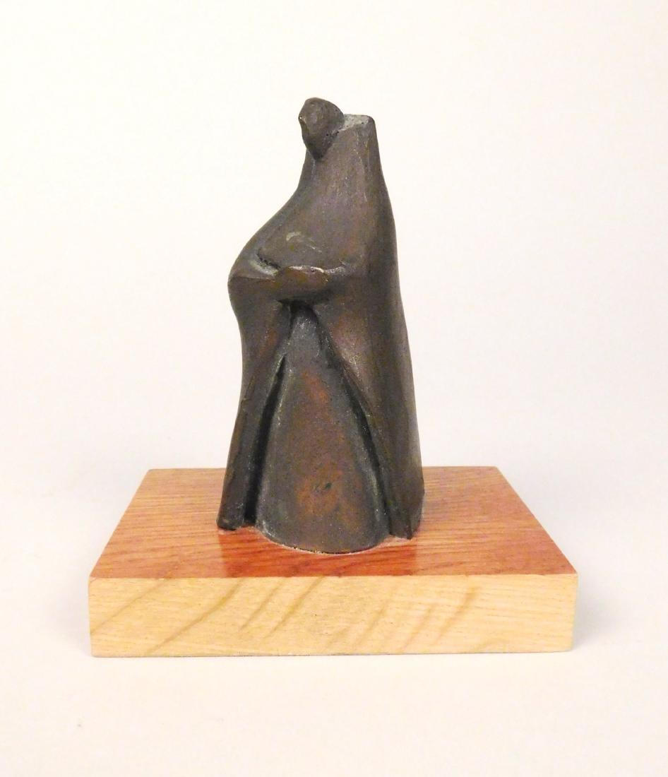 Helen Beling bronze sculpture: Helen Beling (American 1914-2001)- Man in Cloak- bronze sculpture, initialed HB at bottom. 3 1/2''