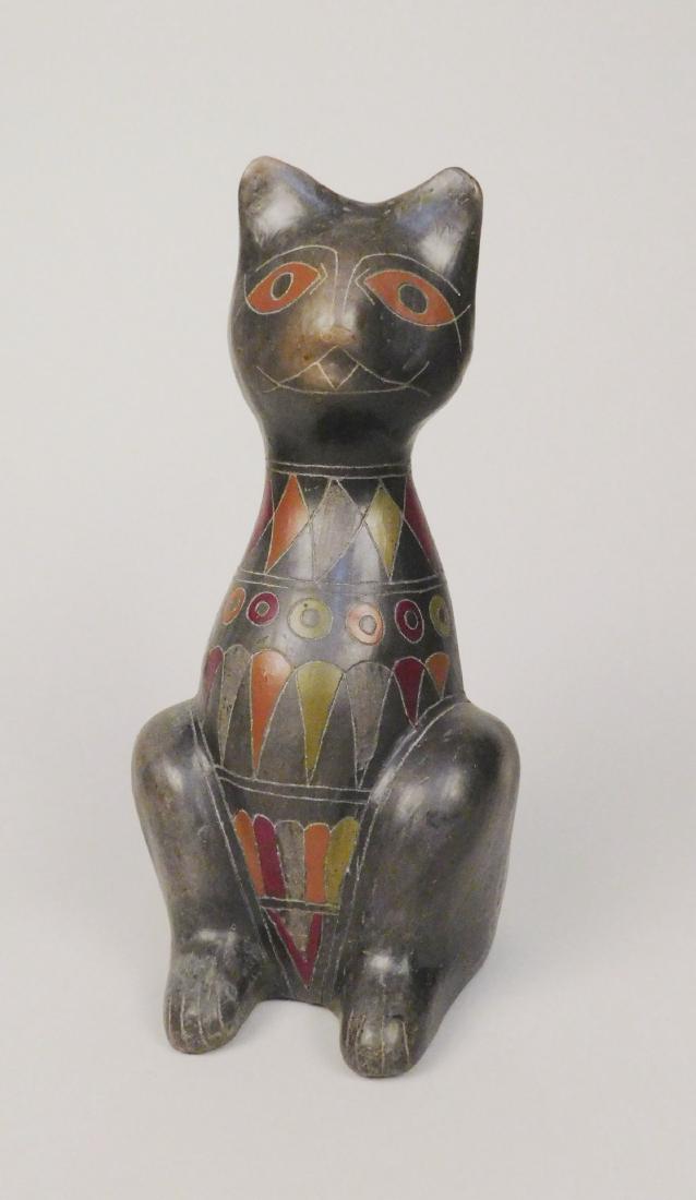 Manuel Felguerez ceramic sculpture: Manuel Felguerez (Mexican 1928- )- Seated Cat- ceramic sculpture. 12''h