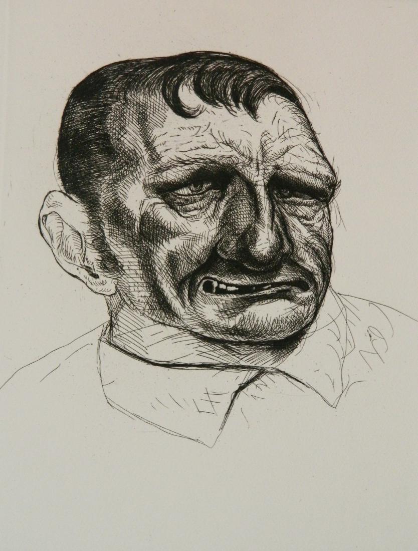 Peter Howson engraving: Peter Howson (Scottish 1958- )- ''Ken''- engraving, 1988, signed, titled and dated in pencil, artist proof. 12 3/4 x 9 5/8''