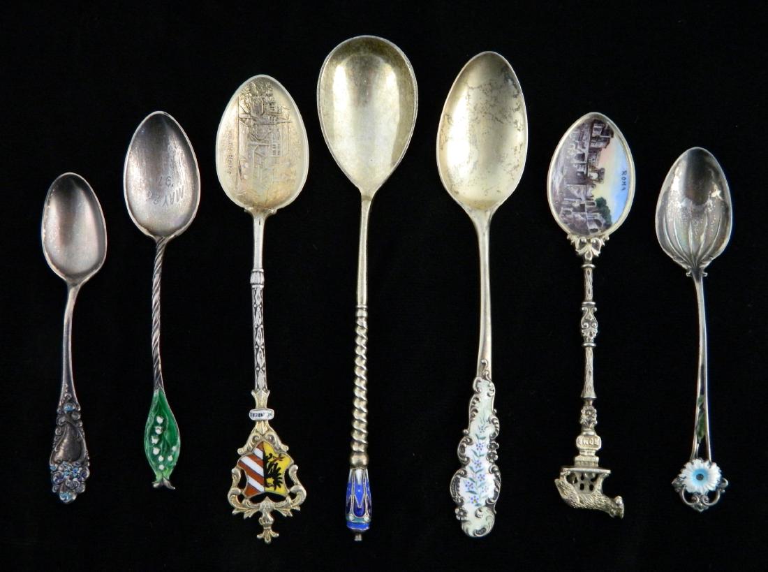 7 Sterling silver and enamel spoons (1 of 7)