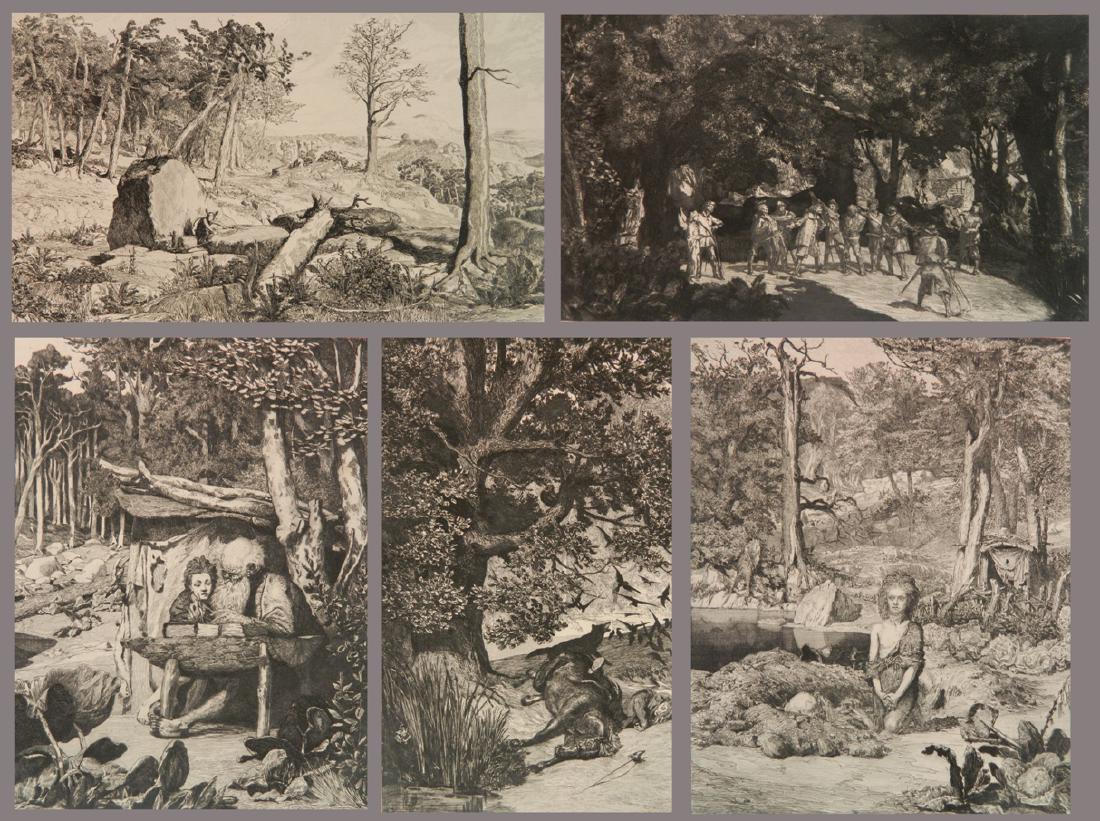 Max Klinger 5 etchings: Max Klinger- ''Simplicias'' (Singer 58-62)- 5 etchings on chine colle, handling creases, various sizes.