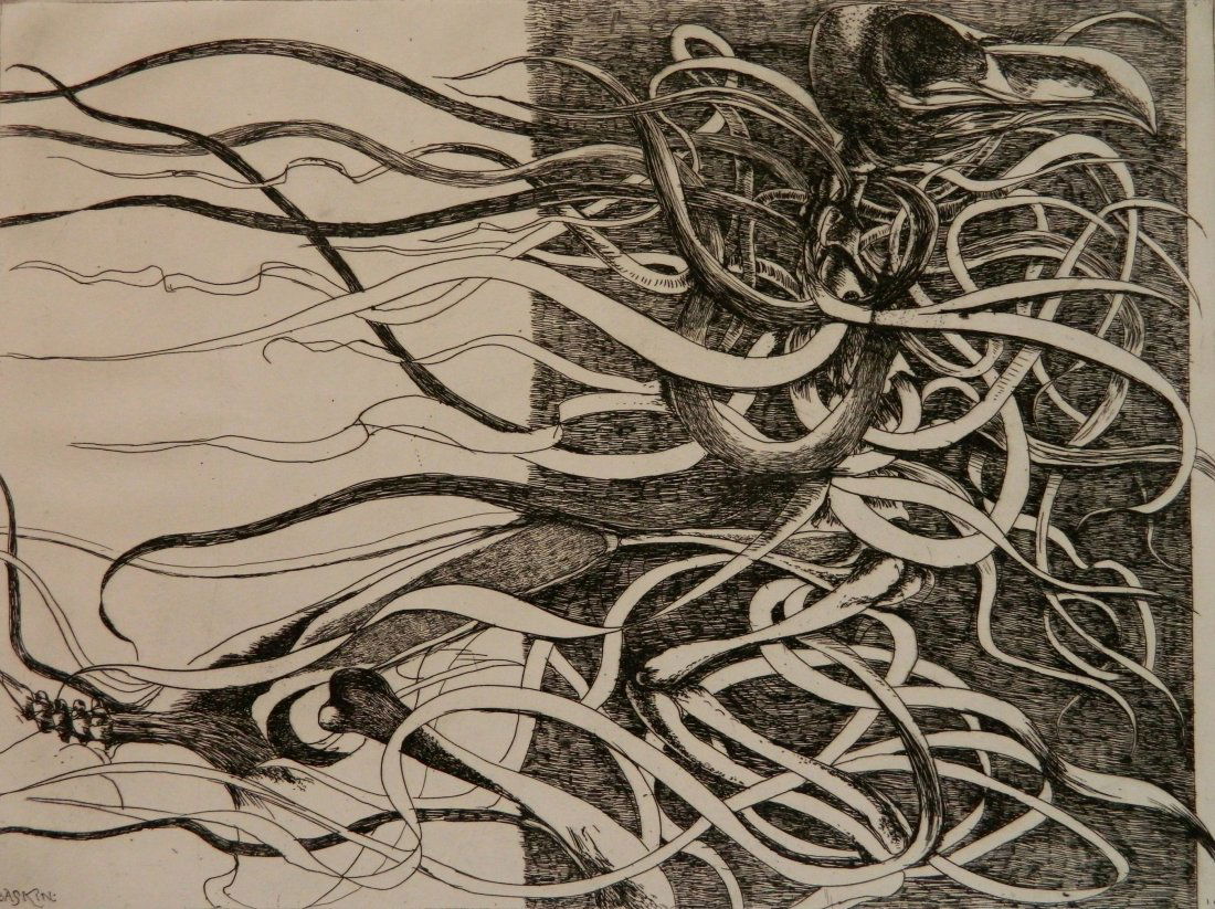 Leonard Baskin etching (1 of 4)
