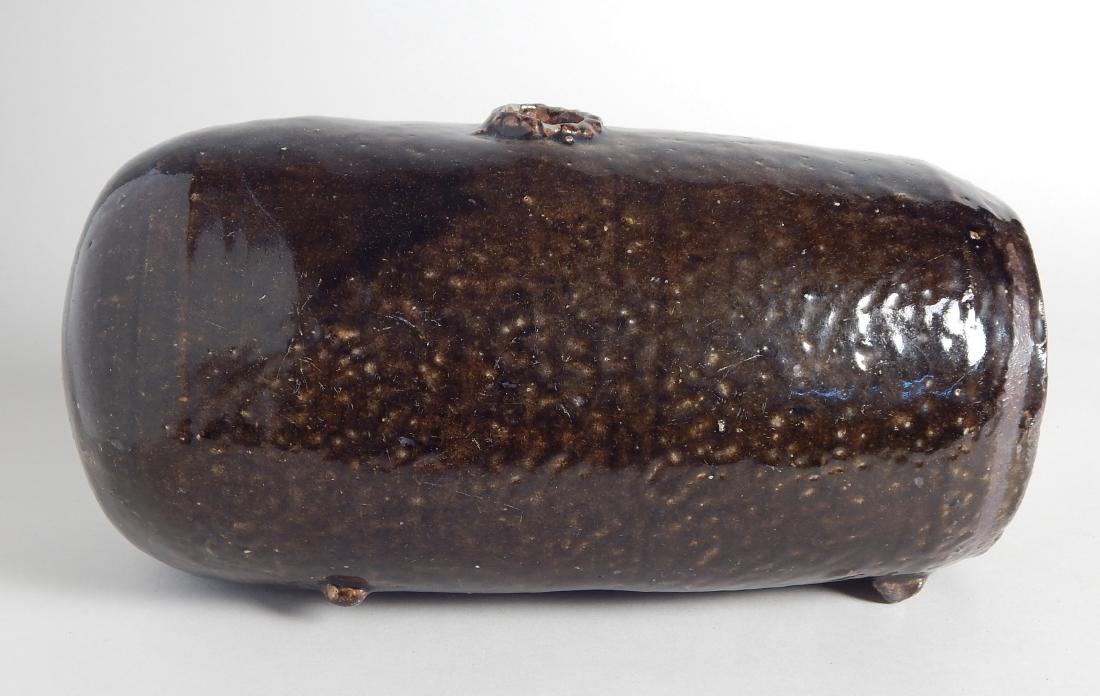 Japanese pottery pillow: Japanese pottery hot water bottle/ pillow, chips at rim. 6''h 11 1/4''