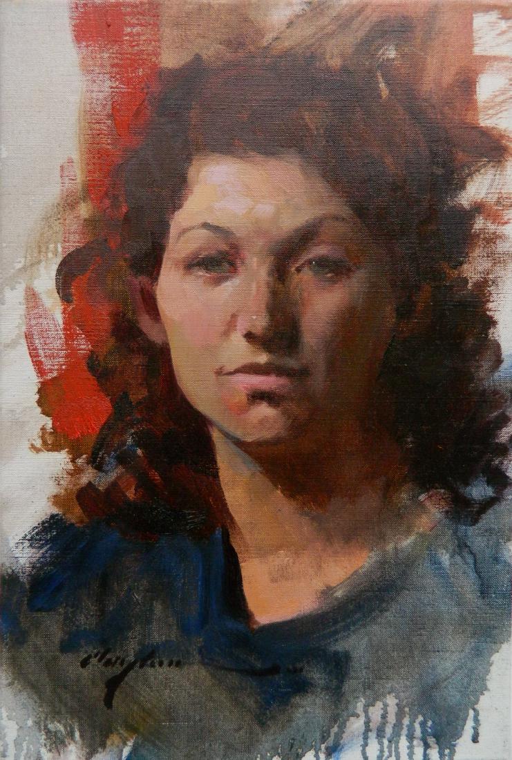 Clayton J. Beck III oil: Clayton J. Beck III (American 1964- )- ''April''- oil on linen, signed Clayton III lower right, very good condition. 16 x 12''