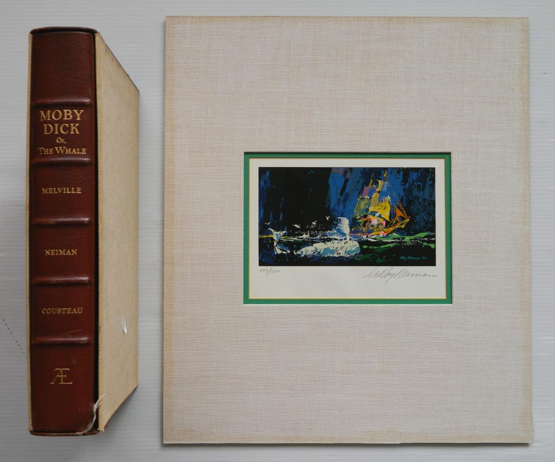 Leroy Neiman silkscreen and book: Melville, Herman, Leroy Neiman and Jacques Cousteau- ''Moby Dick or The Whale'' limited Edition, Mount Vernon, NY, first edition, one of 1500 numbered copies printed at the Press of A. Colish. The fro