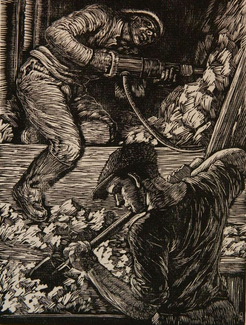 Albert Abramovitz wood engraving (1 of 4)