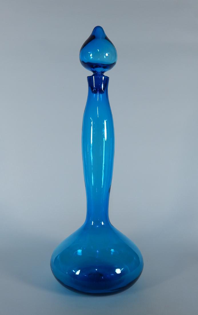 Blenko Glass turquoise 'Genie' decanter (1 of 4)