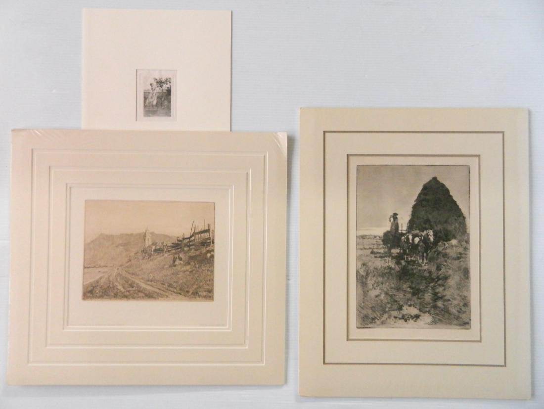 Ferdinand Schmutzer 2 soft ground etchings: Ferdinand Schmutzer (Austrian 1870-1928)- ''The Haystack'' and ''Blick Auf Die Kirche Von Durnstein''- 2 soft ground etchings, published by Vervielfaltigende Kunst, Vienna; along with ''Ex Libris Herm