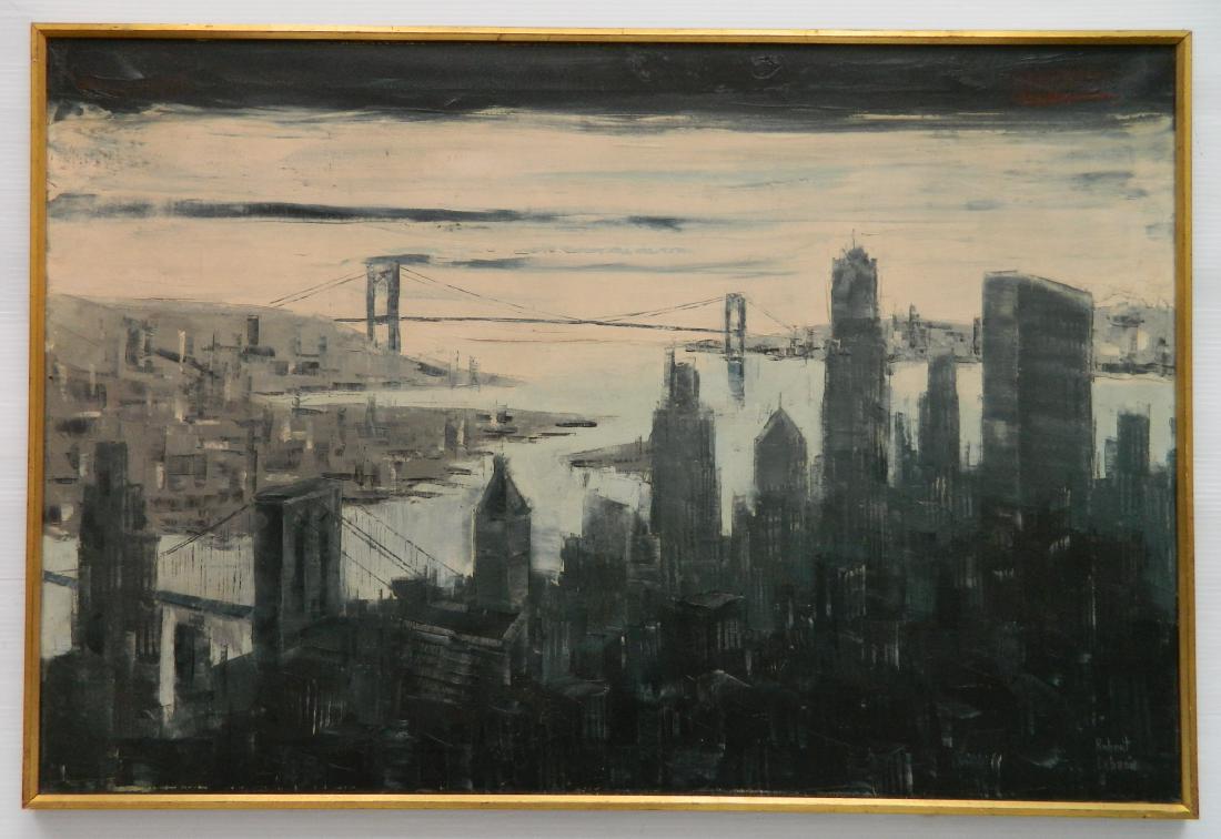 Robert Lebron oil: Robert Lebron (American 1928-2013)- New York- oil on canvas, signed Robert Lebron lower right, good condition, framed. 24 x 36''