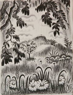 Charles E. Burchfield lithograph: Charles E. Burchfield (American 1893-1967)- ''Summer Benediction''- lithograph, 1951-1952, signed in pencil edition of 250 plus 10, The Print Club of Cleveland publication no. 31 for 1953, very good c