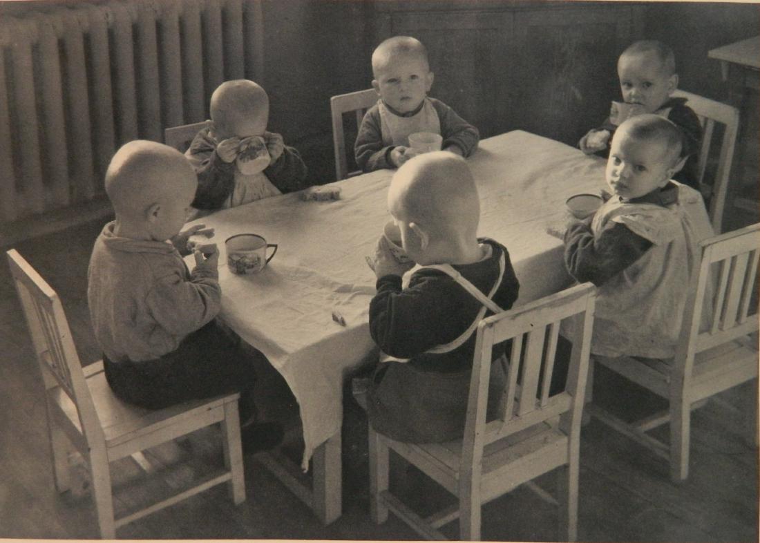 Margaret Bourke-White photogravure: Margaret Bourke-White (American 1904-1971)- ''Bolshevic Babies in the Nursery: AMO Automobile Factory''- photogravure, 1934, from the portfolio ''Photographs of ''U.S.S.R.'' as published by Argus Pres