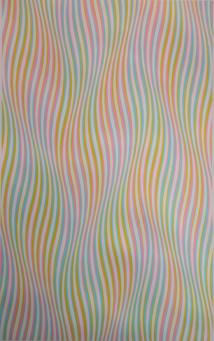 Bridget Riley silkscreen: Bridget Riley (British 1931- )- ''Elapse''- silkscreen in color, 1982, signed, dated and titled in pencil, edition of 260, The Print Club of Cleveland publication no. 60. 40 x 25''