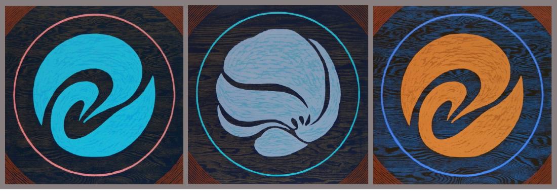 Jack Youngerman 3 silkscreens: Jack Youngerman (American 1926- )- Untitled- 3 silkscreens in color, 1980, signed, dated and numbered 45/50 in pencil, very good condition. 22 x 22''