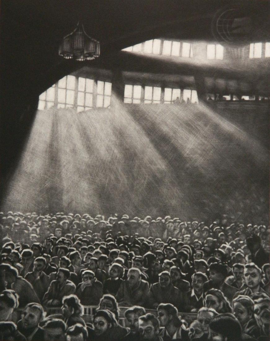 Michele Zalopany mezzotint: Michele Zalopany (American 1955- )- ''Theater''- mezzotint, 1998, signed, dated, annotated 'A.P.' and numbered 7/10 in pencil, very good condition. 12 5/8 x 10''