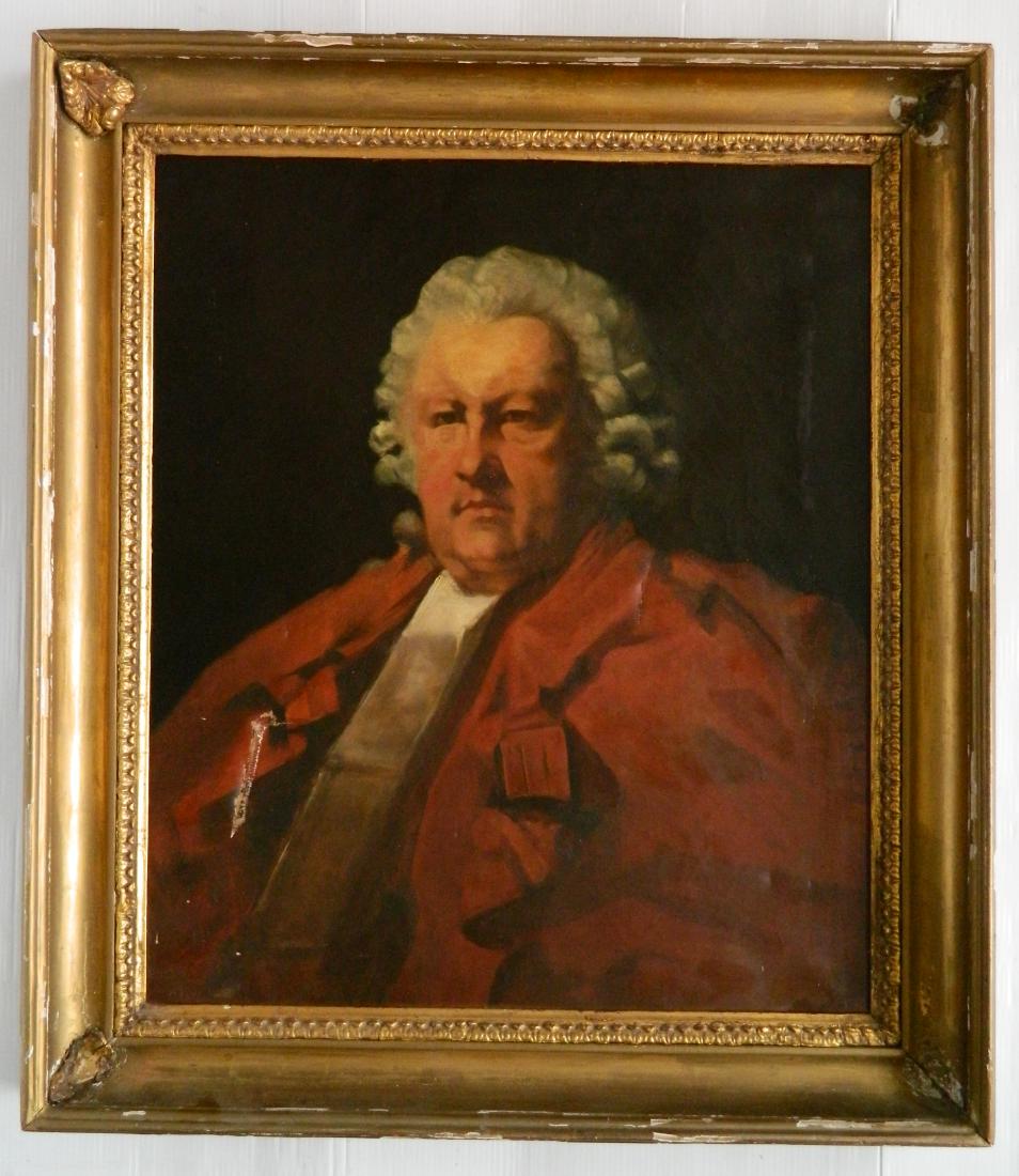 19th c. British School oil: 19th c. British School- Portrait of a Judge- oil on canvas, framed, some repairs and in-painting. 32 x 25''