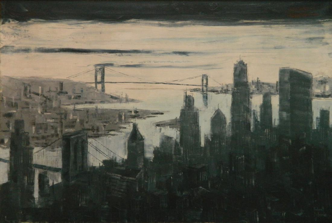 Robert Lebron oil: Robert Lebron (American 1928-2013)- New York- oil on canvas, signed Robert Lebron lower right, framed, very good condition. 24 x 36''