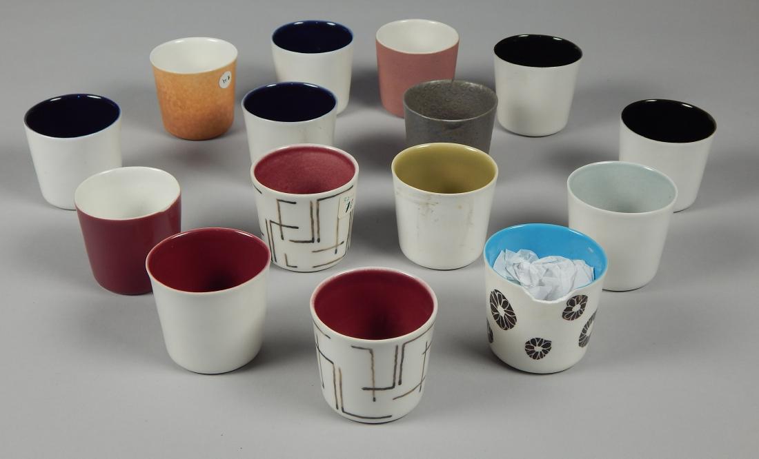 Lietzke porcelain 15 cigarette cups: Lietzke porcelain 15 cigarette cups, all marked on bottom. 2 1/8''h to 2 3/4''h