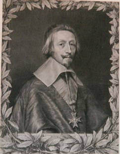 Robert Nanteuil engraving: Robert Nanteuil (French 1623-1678)- ''Cardinal Richelieu'' engraving, after Philippe de Champaigne, margins trimmed. 12 1/8 x 9 1/4''