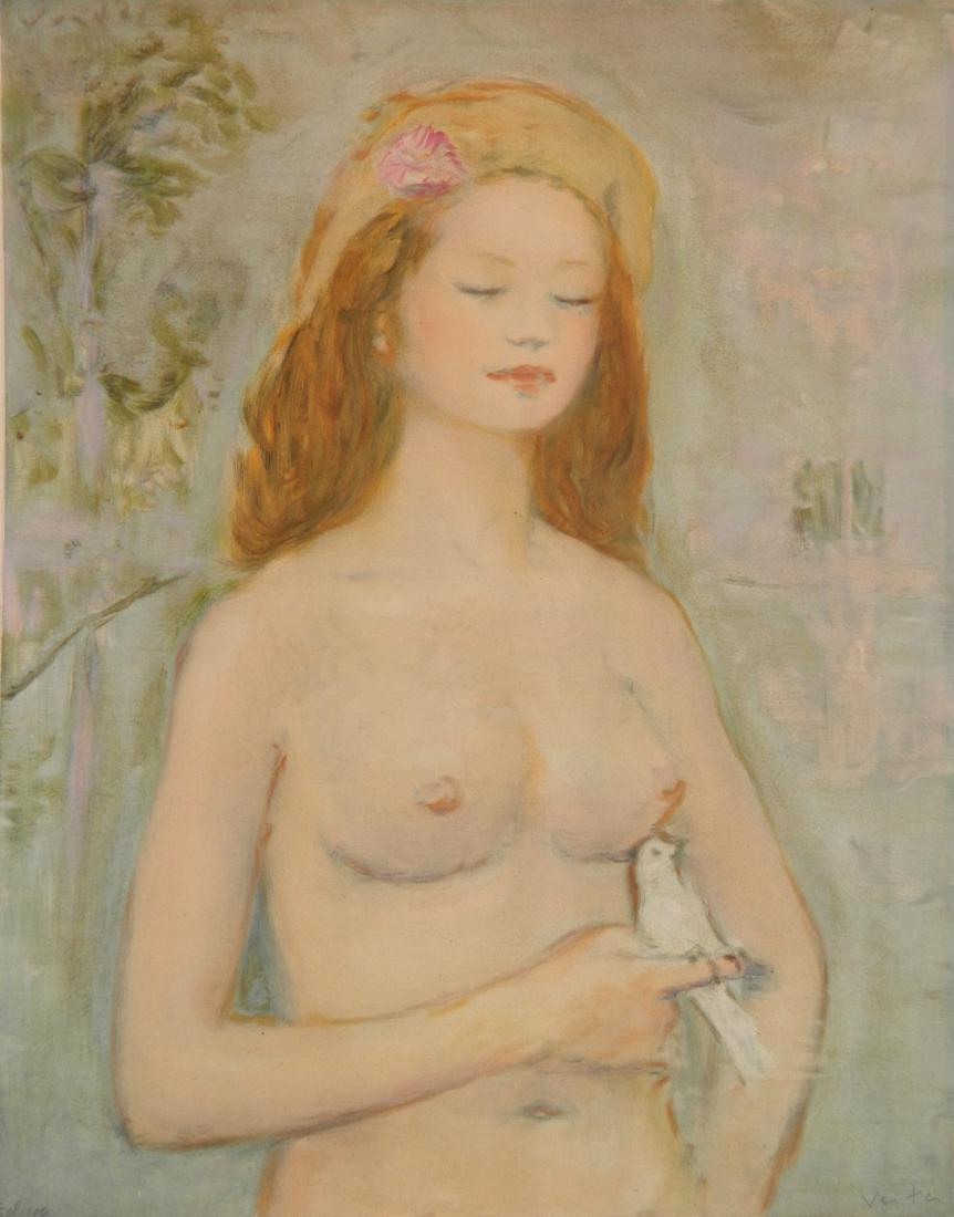 Marcel Vertes lithograph: Marcel Vertes (French 1895-1961)- Nude- lithograph in colors, signed and annotated 'Ed. 100' in pencil, extreme mat burn to margins. 19 1/4 x 15''