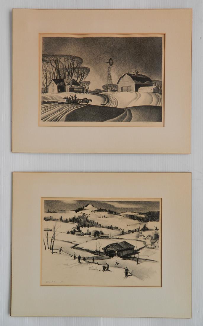 2 American prints: 2 American prints. 1). Dale Nichols (American 1904-1995)- ''Company For Supper''- lithograph, signed in pencil, AAA edition of 250. 2). Paul Sample (American 1896-1974)- ''Slope Near The Bridge''- lit