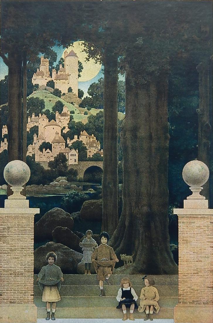 Maxfield Parrish chromolithograph: Maxfield Parrish (American 1870-1966)- ''The Sugar Plum Tree''- chromolithograph. 15 x 10''