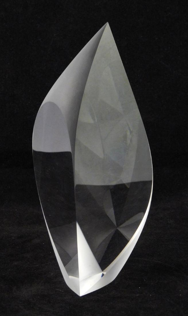 Christopher Ries crystal: Christopher Ries (American 1952- )- Untitled- cut, ground and polished optical crystal, 1991, signed Christopher Ries 12/91 on edge. 8''h, 4''w, 2 1/2''