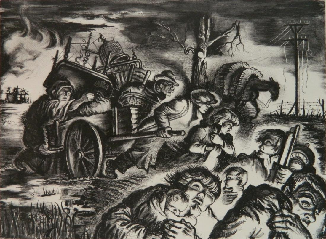 Georges Schreiber lithograph: Georges Schreiber (American 1904-1971)- ''Those Who Always Pay''- lithograph, ca. 1937, signed, titled and numbered 30/10 in pencil, 1 scratch lower right corner of image. 10 x 13 3/4''