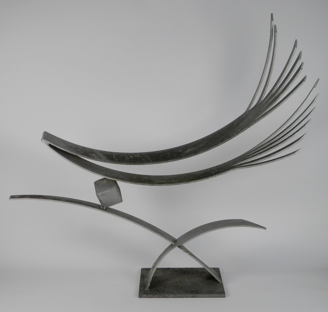 Mac Worthington sculpture: Mac Worthington (American 20th/ 21st c.)- Â“Two Angels in FlightÂ”- aluminum sculpture, signed, wear from exposure to the elements. 39 x 46 x 11"Provenance: Bucky and Gloria Shewitz collection