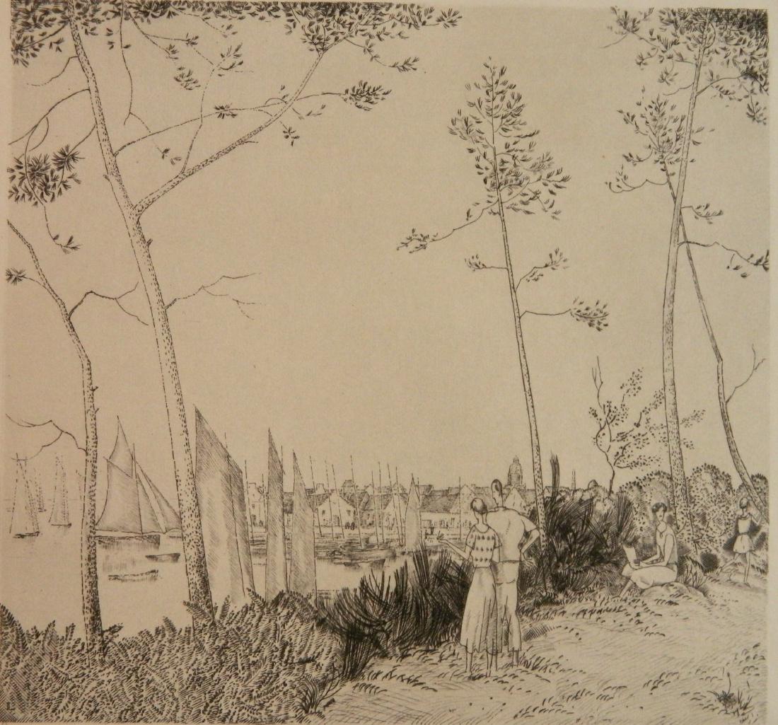 Jean Emile Laboureur engraving and etching: Jean Emile Laboureur (French 1877-1943)- ''La Promenade sur le Port'' (Loyer 482)- engraving and etching, 1933, edition of 235 plus 15, The Print Club of Cleveland publication no. 13 for 1935, some ma