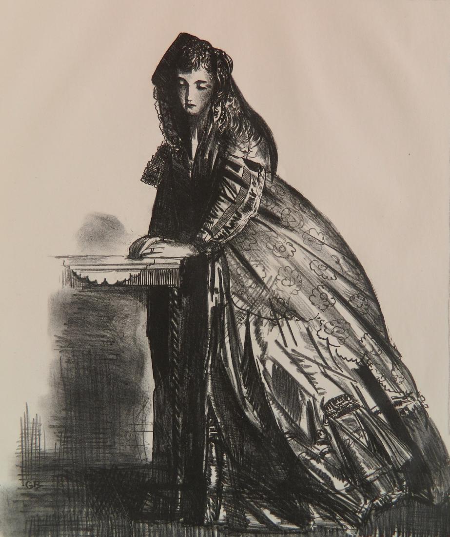 George Bellows lithograph: George Bellows (American 1882-1925)- ''The Actress'' (Mason 178)- lithograph, 1923-24, signed in pencil, edition of 43. 13 1/4 x 11 1/8''