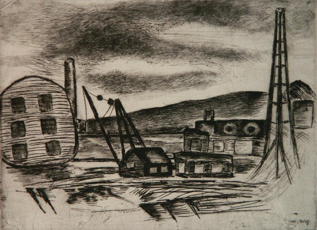 George Constant drypoint: George Constant (American 1892-1978)- ''96th St. and Riverside Dr''- drypoint, ca. 1935, signed and titled in pencil, edition of about 25, stamped 'Federal Art Project / NYC WPA'. 9 3/4 x 13 3/8''