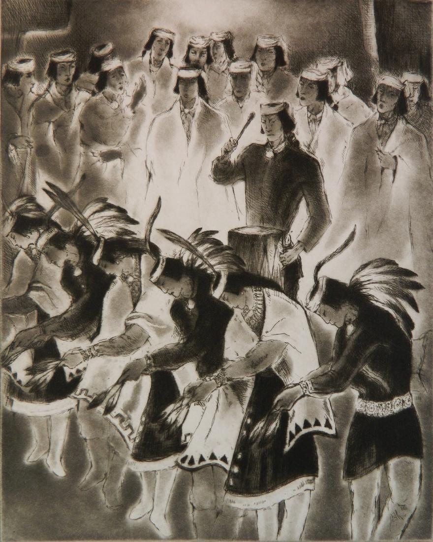 Gene Kloss etching, aquatint and drypoint: Gene Kloss (American 1903-1996)- ''Tribute to The Earth'' (Sanchez 542)- etching, aquatint and drypoint, 1972, signed, titled and annotated 'artist's proof' in pencil, artist's proof aside from the ed
