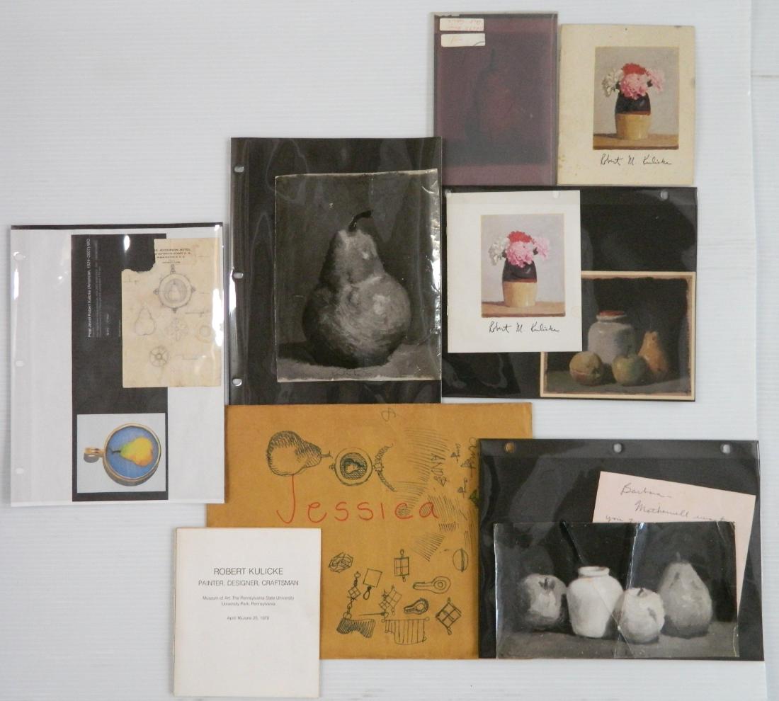 Robert Kulicke graphite sketch: Robert Kulicke (American 1924-2007)- Pear Jewel- graphite sketch on paper; together with additional ephemera on the artist. 6 x 4'' (sheet)
