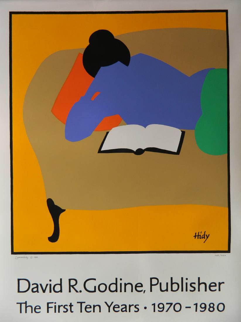Lance Hidy silskcreen: Lance Hidy (American 20th c.)- Untitled- silkscreen poster in color, published by David R. Godine, some light scratches to ink surface. 29 x 21'' (sheet)