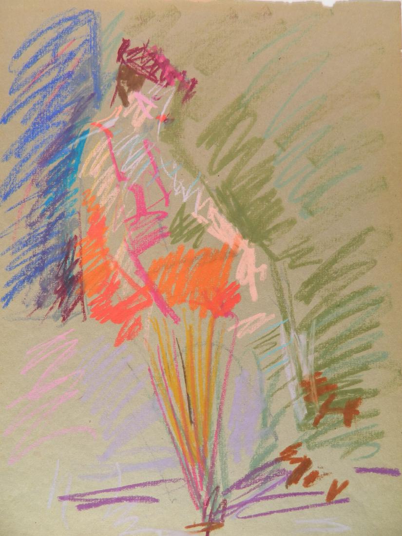 Joseph B. O'Sickey color pastel: Joseph B. O'Sickey (American 1918-2013)- Color Study of a Model- color pastel on brown paper, estate numbered verso, good condition. 23 3/4 x 18''