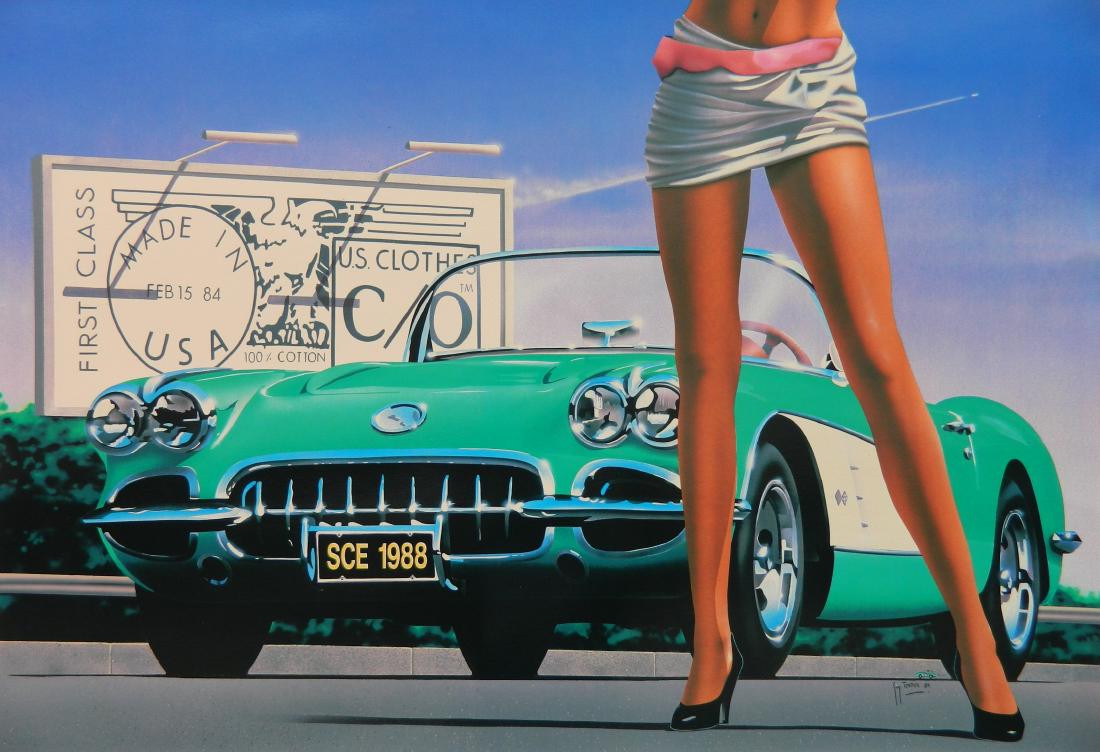 Guy Tempier off-set lithograph: Guy Tempier (French 1960- )- Corvette- off-set lithograph in color, very good condition. 21 1/4 x 31 1/2''
