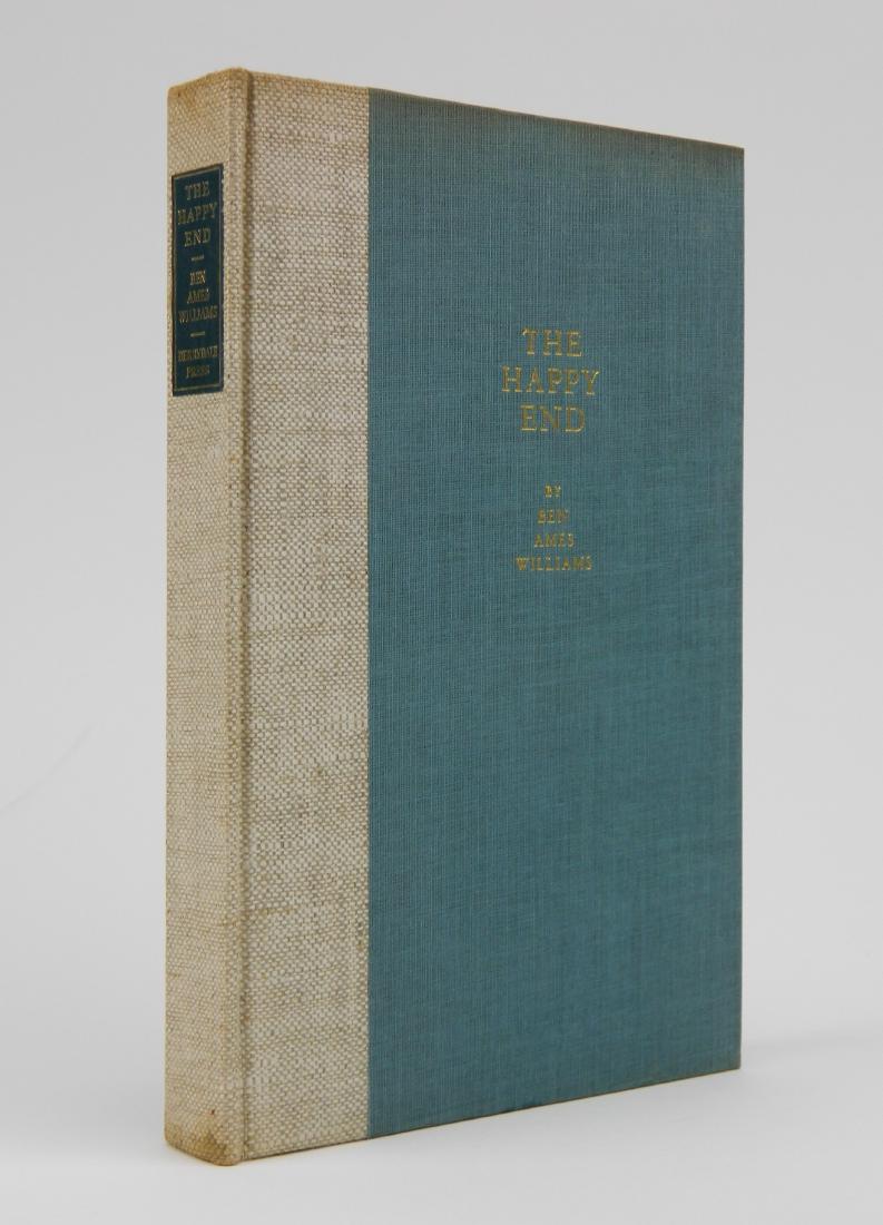 Ben Williams- The Happy End: Williams, Ben Ames, ''The Happy End'', Derrydale Press, 1939, half-tan buckram, turquoise cloth sides, lettered in gilt, gilt-lettered spine label, #225 of 1250, illustrated by Churchill Ettinger, 240