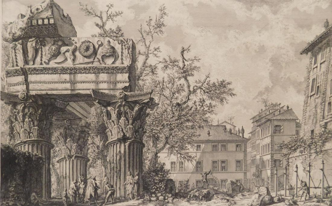 after Giovanni Piranesi etching: after Giovanni Piranesi- ''Veduta del Tempio di Giove Tonante''- etching. 20 x 28''
