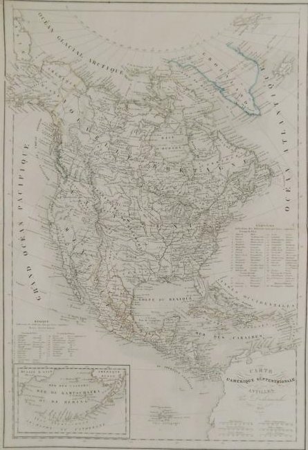 Felix Delamarche map of Americas 1855: Felix Delamarche map of Americas 1855, minor tears and chips to edges, fold down center as should be. 18 5/8 x 12 1/2''
