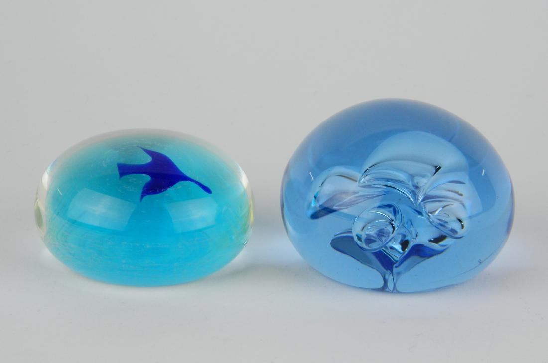 2 Dominick Labino paperweights.: 2 Dominick Labino glass paperweights, both signed and dated on bottom, 1968 and 1979