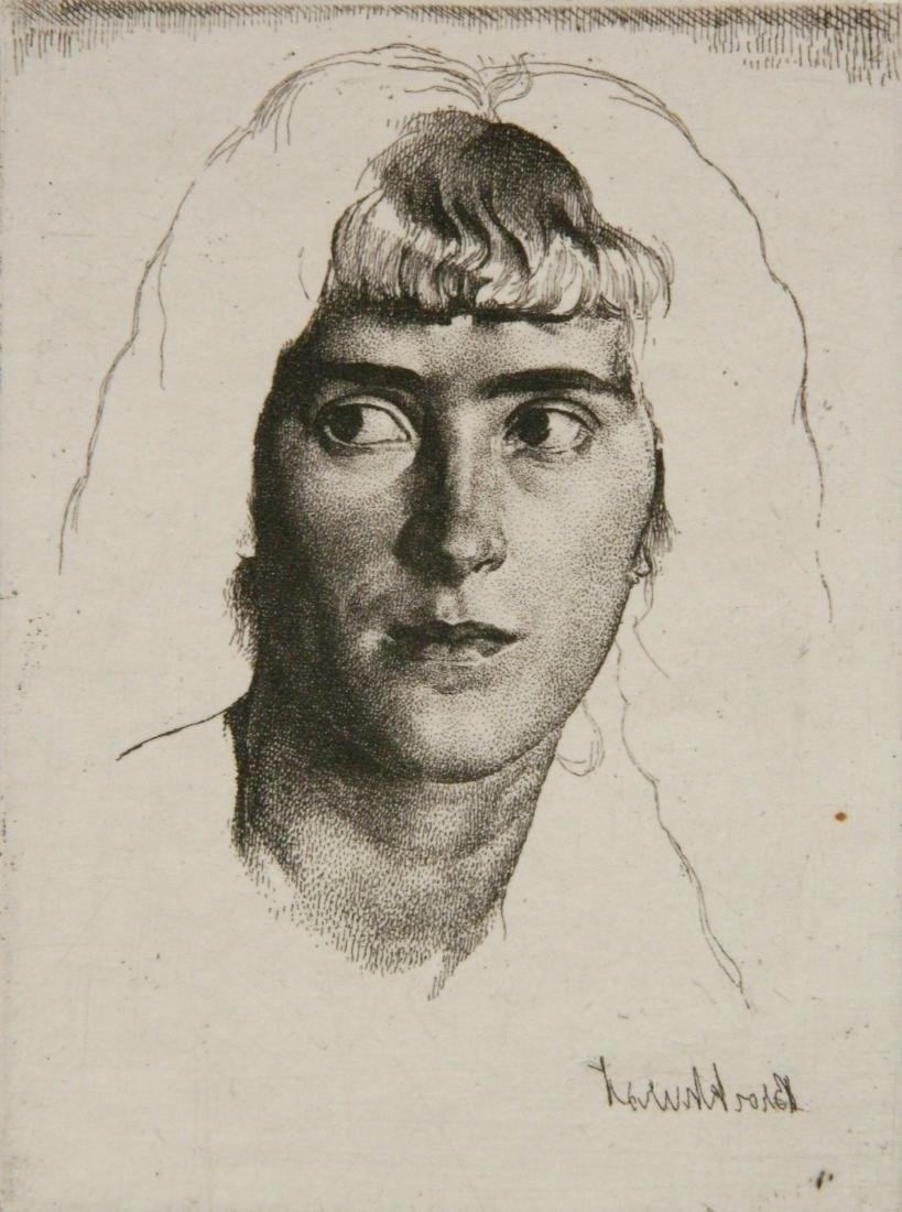 Gerald Brockhurst etching: Gerald Leslie Brockhurst (British/ American 1890-1978)- ''Phemie'' (Fletcher 42)- etching, 1924, signed in pencil, edition of 76, notes in pencil in lower margin otherwise bery good condition, from th